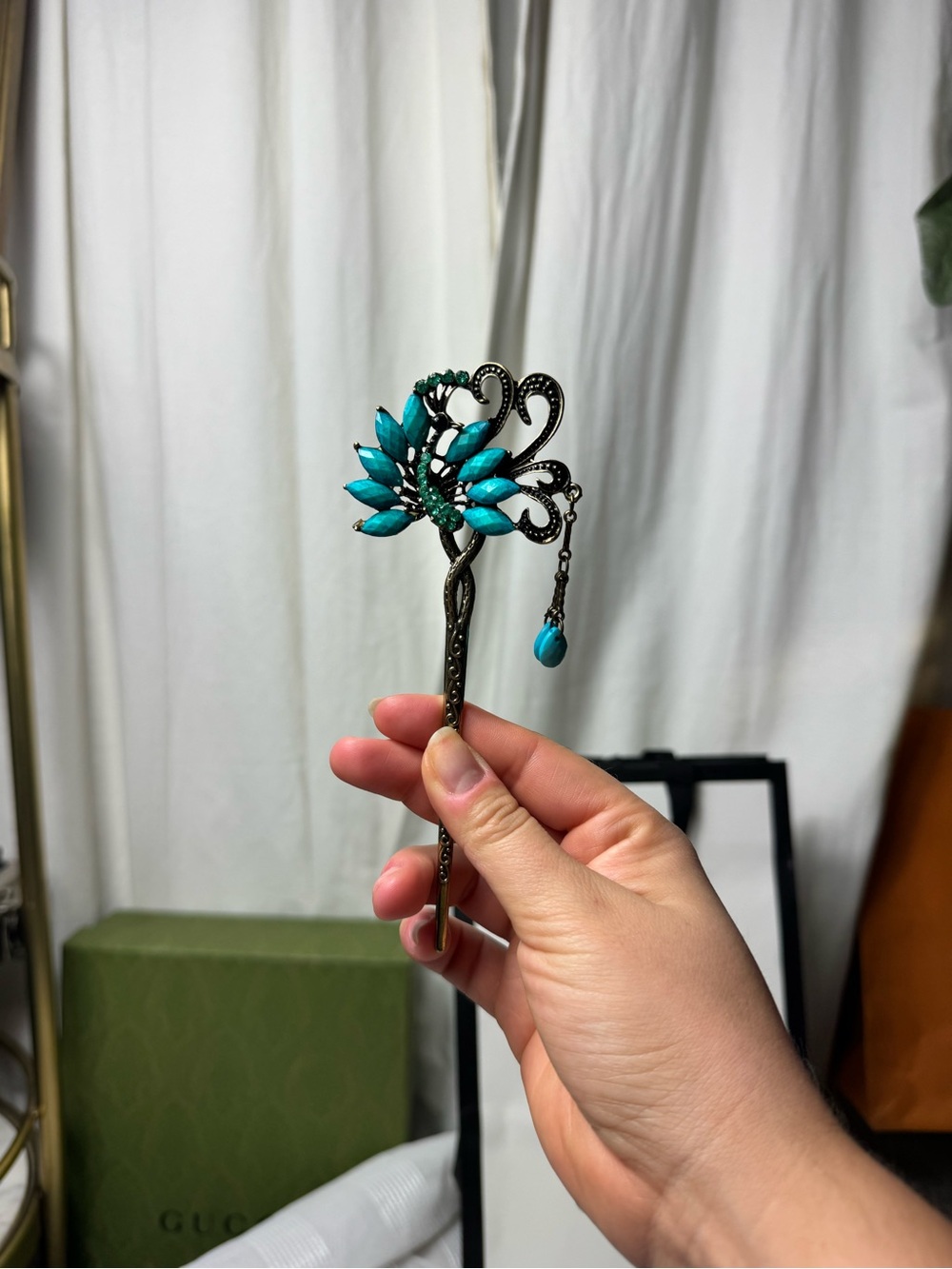Turquoise Floral Hair Stick - Elegant vintage Women’s Jewelry
